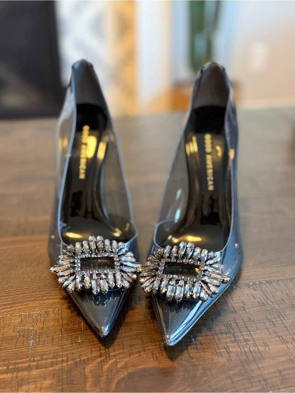 Black Patent Good American “Cinder F*cking Rella” Heels - Picture 3 of 5